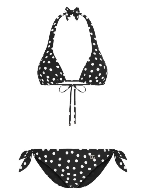 Dolce & Gabbana polka dot-print triangle bikini set Black O8A54JFSG8C