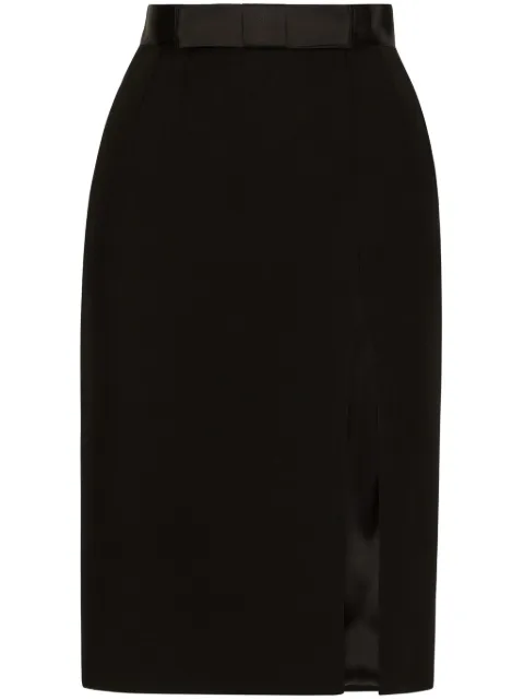 Dolce & Gabbana bow-detail virgin wool-blend skirt Black F4CVBTFUBF1