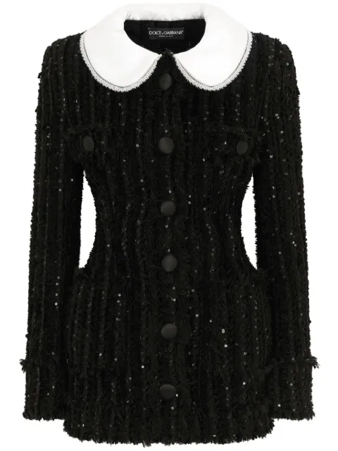 Dolce & Gabbana sequinned tweed jacket Black F27AMTHUMKN