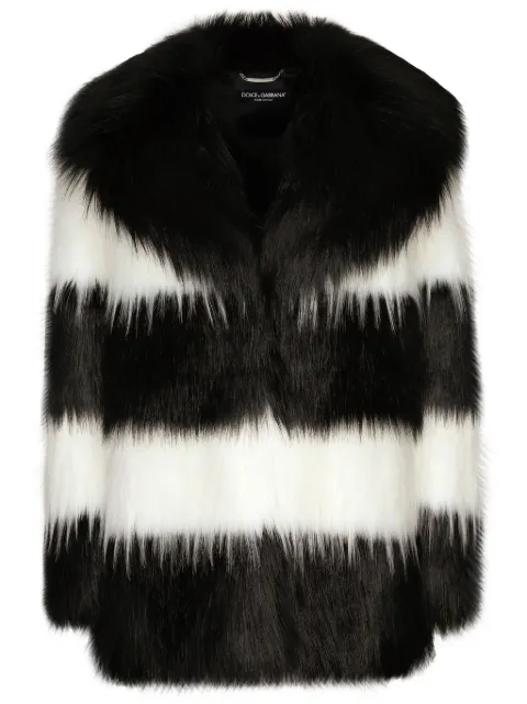Dolce & Gabbana striped faux-fur coat Black F0E1LFGDCF3