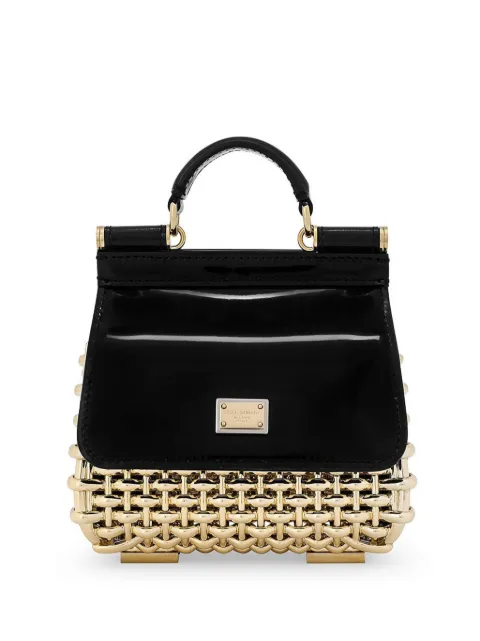 Dolce & Gabbana mini Sicily cage top-handle bag Black BB7609AU648