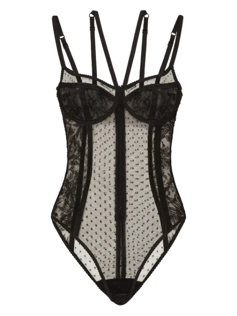 Dolce & Gabbana floral-lace semi-sheer bodysuit Black O9A26TONO24