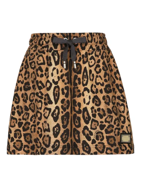 Dolce & Gabbana leopard-print drawstring mini skirt Brown I4M36WHS7OE