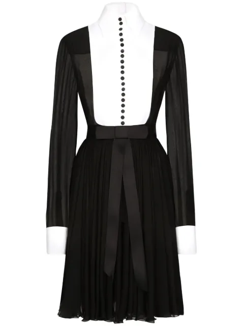 Dolce & Gabbana bib-collar silk-blend shirtdress Black F6JGXTFU1AT