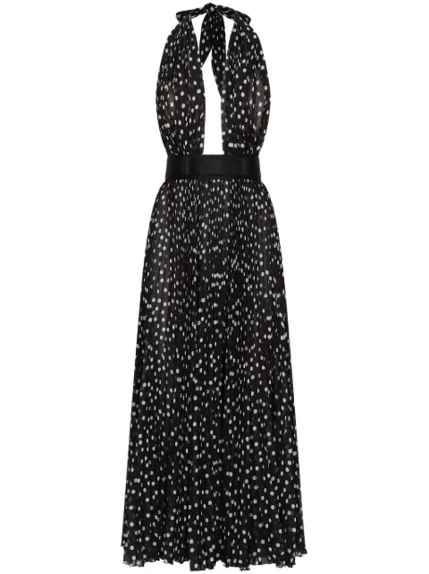 Dolce & Gabbana polka dot-print halterneck dress Black F6JFKTFSMQ7