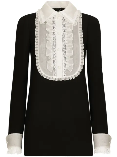 Dolce & Gabbana bib-collar virgin wool-blend minidress Black F6JFITFUBCI