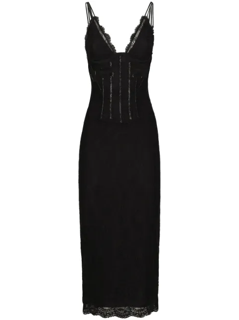 Dolce & Gabbana lace calf-length slip dress Black F6JFFTMLRAB