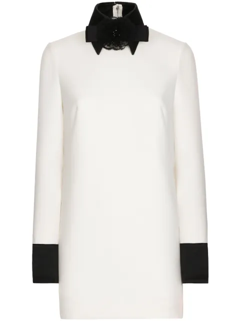 Dolce & Gabbana bow-applique virgin wool-blend minidress White F6JEETFUBGE