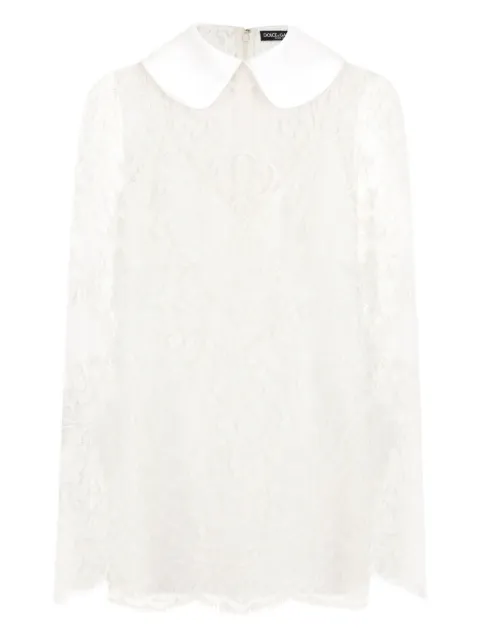 Dolce & Gabbana satin-neck lace mini dress White F6DEBTHLM4C