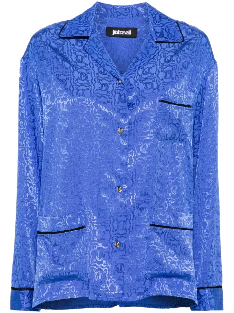 Just Cavalli logo snake-jacquard shirt Blue 76PAL233N0290