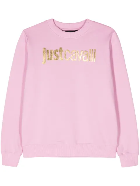 Just Cavalli logo-print cotton sweatshirt Pink 76PAIG11CF300