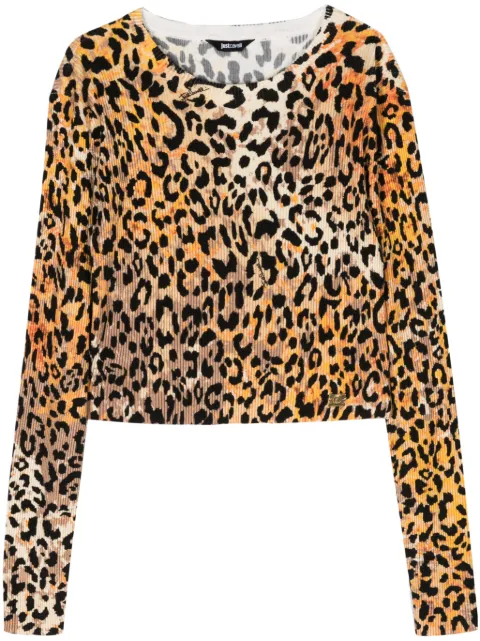 Just Cavalli animal-print knitted top Brown 76PAFM13CMF15