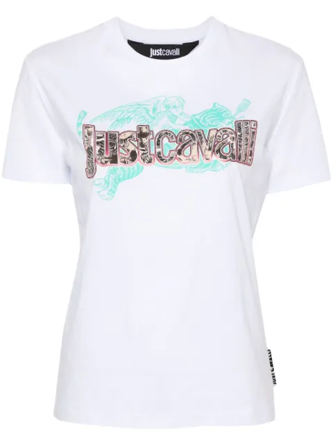 Just Cavalli logo-print cotton T-shirt White 76PAHG07CJ300