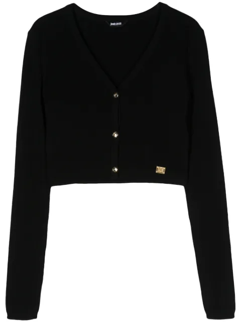 Just Cavalli logo-plaque cropped cardigan Black 76PAFM46CMH51