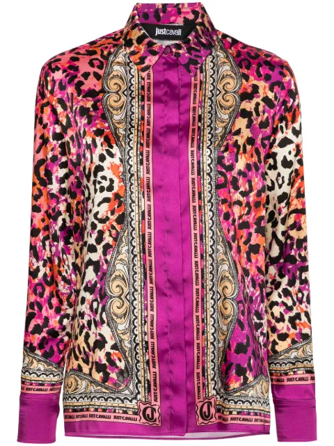 Just Cavalli logo-print long-sleeve shirt Pink 76PAL232NS426