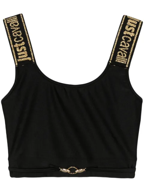 Just Cavalli logo-plaque cropped top Black 76PAM2A6J0108