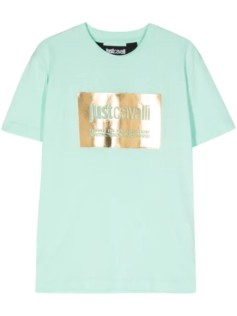 Just Cavalli embossed-logo cotton T-shirt Green 76PAHG09CJ300