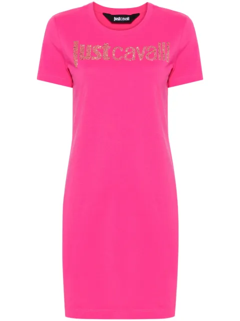 Just Cavalli logo-embellished cotton shirt dress Pink 76PAOE04CJ110