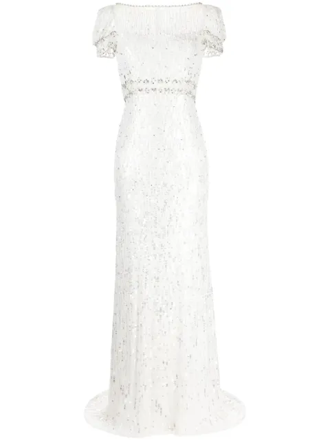 Jenny Packham Sungem sequin-embellished dress Neutrals JPB968