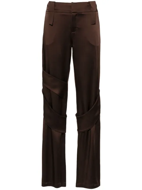 Blumarine satin wide-leg cargo trousers Brown 2P120A
