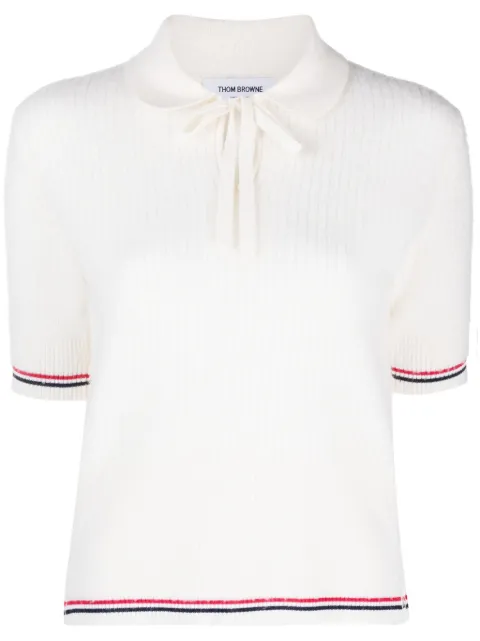 Thom Browne RWB-stripe knitted T-shirt White FKP110AY1029