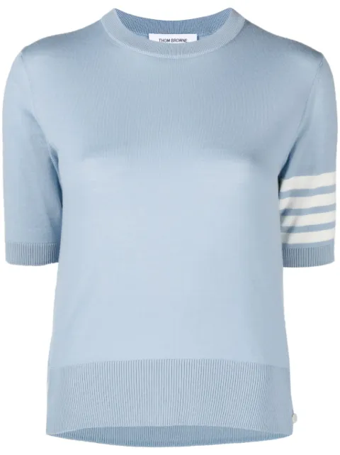 Thom Browne merino wool jersey stitch 4-bar T-shirt Blue FKA471AY1014