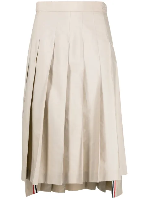 Thom Browne RWB-tab pleated midi skirt Neutrals FGC400U04502