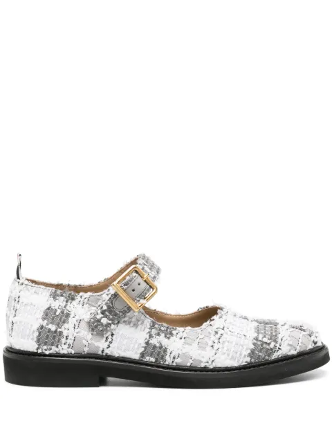 Thom Browne tartan-check tweed ballerina shoes Grey FFG002CF0679