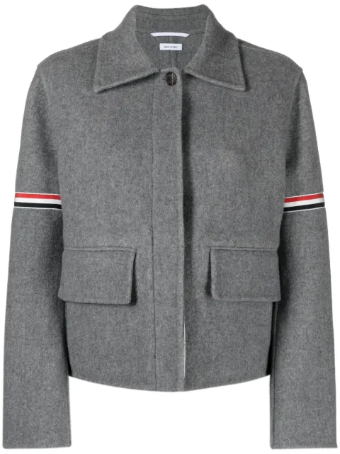 Thom Browne grosgrain-stripe brushed jacket Grey FBC915SF0656