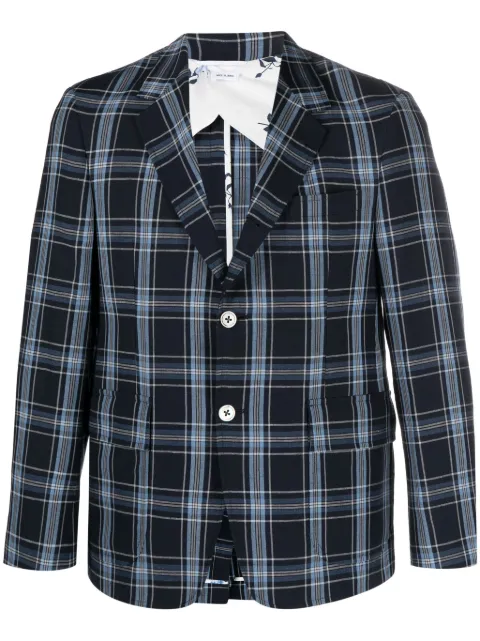 Thom Browne checked virgin wool blend blazer Blue MJU558HF0647