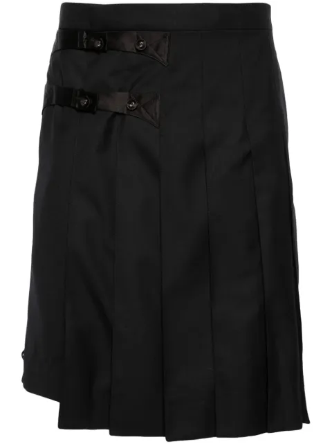 Thom Browne pleated knee-length wool skorts Black MTC225C00626
