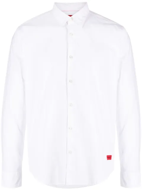 HUGO logo-embroidered cotton shirt White 50500216