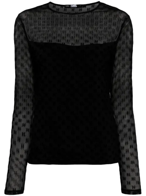 Karl Lagerfeld monogram-mesh T-shirt Black 240W1730999