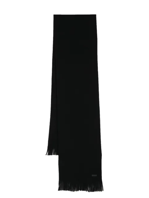 BOSS logo-patch virgin wool scarf Black 50495340