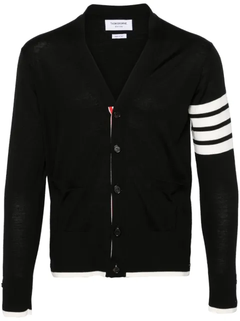 Thom Browne fine merino wool 4-Bar relaxed fit cardigan Black MKC002DY1014