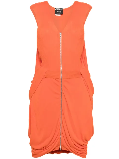 Jean Paul Gaultier Pre-Owned 2000s ribbed-knit gathered minidress Orange JPG1926PT