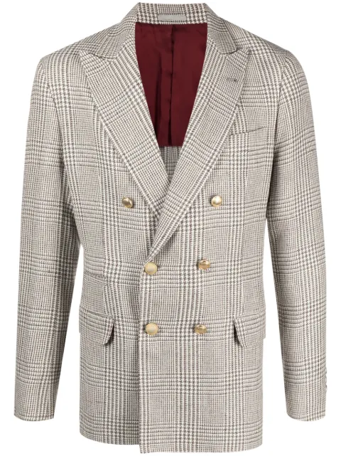 Brunello Cucinelli Prince of Wales checked blazer White MG4977BPDEC002