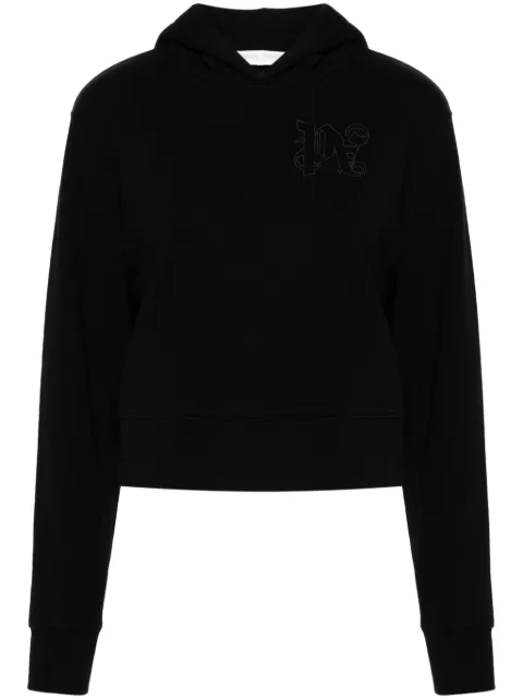 Palm Angels logo-embroidered cotton hoodie Black PWBB069R24FLE002