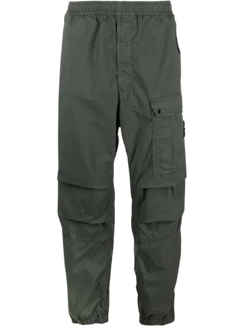 Stone Island Compass-badge tapered-leg trousers Green 801530510