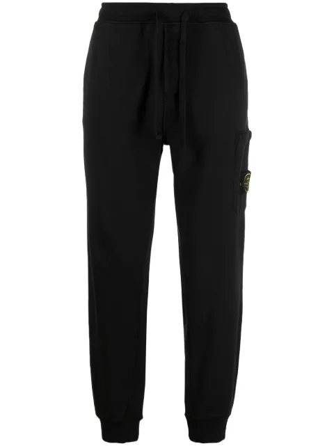 Stone Island Compass-appliqué cotton track pants Black L2S156200021S0051