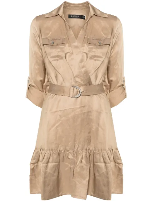 Lauren Ralph Lauren long-sleeve flared-hem minidress Neutrals 250925428