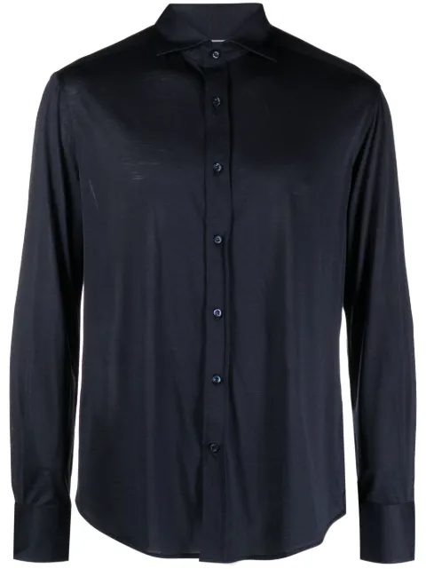 Brunello Cucinelli long-sleeve silk-cotton shirt Blue MD8216686C4425