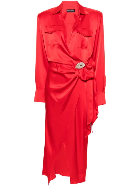 David Koma satin wrap midi dress Red AW23DK37D