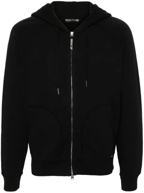 TOM FORD zip-up cotton hoodie Black JDL010JMC072