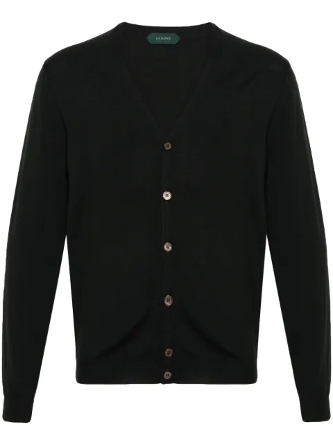 Zanone fine-knit V-neck cardigan Black 811937Z0290