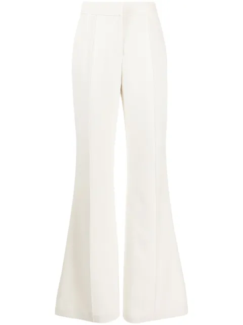 Elie Saab pressed-crease cady flared trousers White P0005CD001