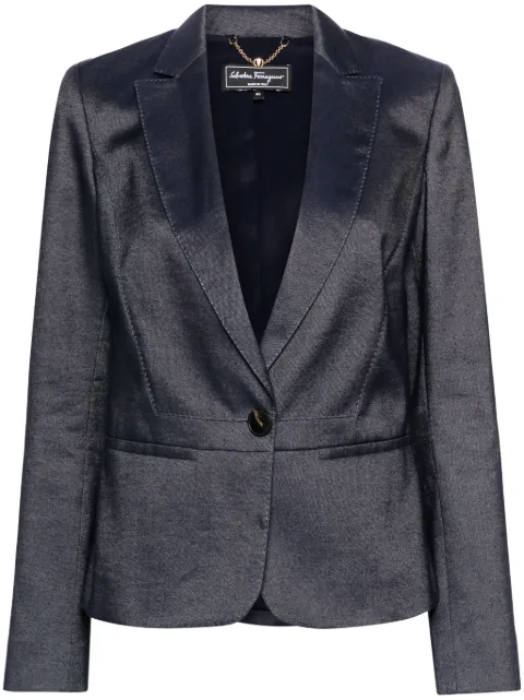 Ferragamo Pre-Owned 2000s single-breasted peplum blazer Blue HOLAFERG006