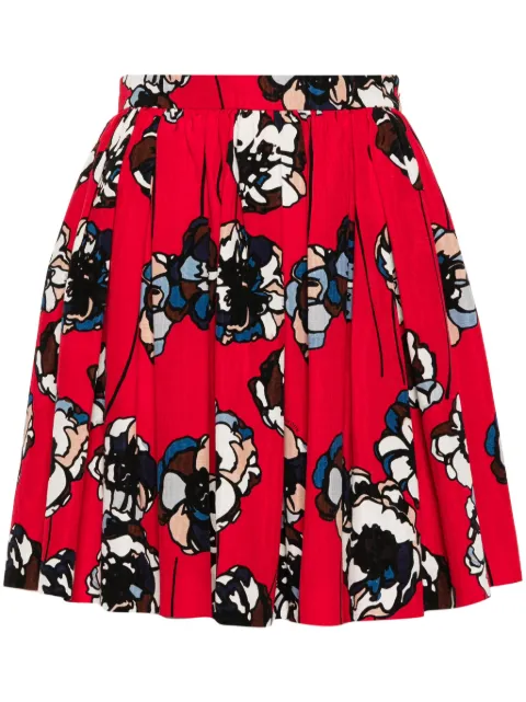Miu Miu Pre-Owned 2000s floral-print pleated miniskirt Red HOLAMIU102