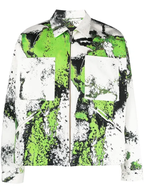 44 LABEL GROUP corrosive-print denim jacket White B0030435FA411