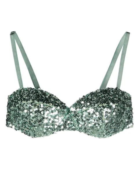 Moschino sequined sweetheart-neck bra Green A14043769
